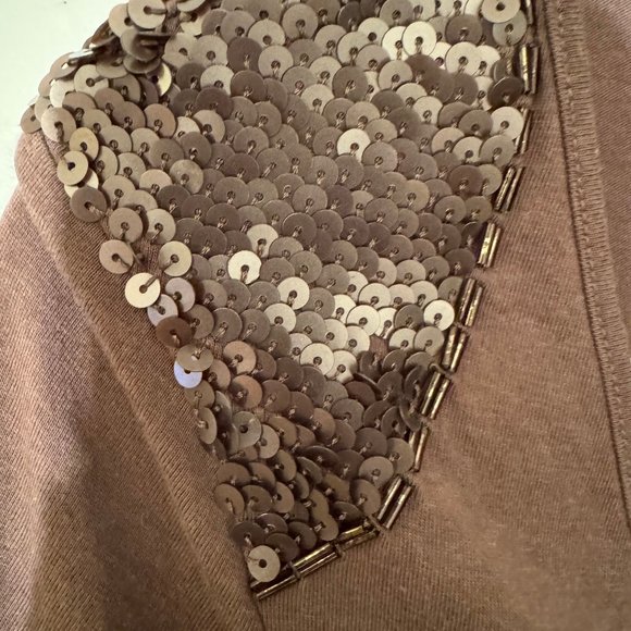Ladies Brown Shirt w/ Sequined Trim - Picture 2 of 7